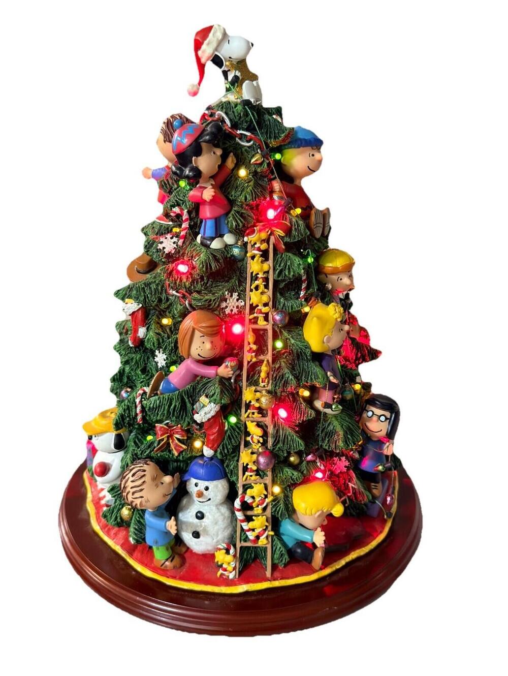 Danbury Mint Peanuts Christmas Tree Illuminated 2003 Lights Charlie Brown Snoopy